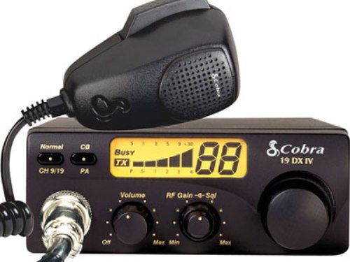 Cobra 19 DX IV Compact CB Radio, 40 Channels (26.965 to 27.405 MHz), 4 Pin Screw-On Mic Connector, Instant Channel 9 and 19, RF Gain and an Illuminated LCD Display, CB/PA Screw-On Mic Microphone, RF Output Power 4 Watts (Maximum FCC allowed), Combination S/RF Meter, Power On/Off and volume control, UPC 028377200830 (19DXIV 19-DXIV 19DX-IV 19-DX-IV C19DXIV C-19DXIV)