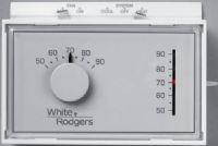 White-Rodgers 1F56N-444 Universal Horizontal Heat/Cool Mechanical Nonprogrammable Low Voltage Thermostat; Stages Heat 1, Stages Cool 1, System Switching Heat-Off-Cool, Fan Switching Auto-On; Color White; Analog Display, Horizontal Mounting, Mercury Free; For Use With Heating, Cooling, Heat Pump Without Auxiliary Heat, UPC 786710532030, Replaced 1F56W-444 1F56W444 (1F56N444 1F56N 444) 