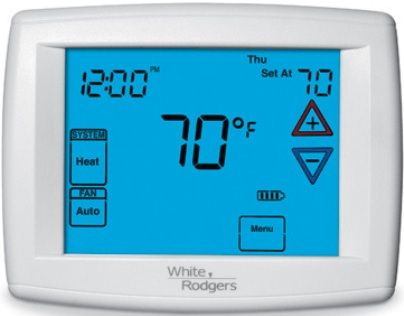 White Rodgers 1F97-1277 Universal Touchscreen Thermostat, 45 to 99 F Setpoint Temperature Range, Heat 0.6 F; Cool 1.2 F Rated Differential, 32 to 105 F Operating Ambient Temperature, Remote sensing indoor/outdoor, Programmable fan, Circulator fan cycling (1F971277 1F97 1277 1F97-1277)