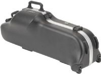 SKB 1SKB-455W Contoured Pro Baritone Sax Case with Wheels, EPS foam-lined interior holds the instrument more securely, In-line wheels for easier transport, TSA locks for added security, Molded-in bumper protection, Exterior: 43.50" L x 17" W x 11" D, Injection molded fiberglass reinforced trigger release latches, ABS vacuum-formed material for added strength and lightweight protection, UPC 789270045507 (1SKB-455W 1SKB 455W 1SKB455W) 