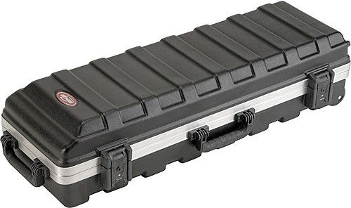 SKB 1SKB-H3611 ATA Trap Case with Wheels, Roto molded polyethylene Material, 2 x metal latches, For Lighting, Audio, & Sports Equipment, Fits Mic Stands and Drum Hardware, ATA Certified, Polyethylene Hard-Shell Construction, Inline Skate Wheels, Molded-In Sure-Grip Handle, Sure-grip handle placed at top of case, 36.8