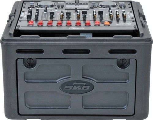 SKB 1SKB-R104 Audio and DJ Rack Case, 10U Slanted rackmount on top, 4U rackmount in front, Room for cables, Hard lid and doors, 6