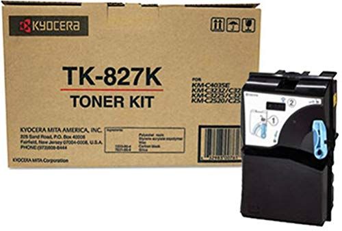 Kyocera 1T02FZ0US0 Model TK-827K Black Toner Cartridge For use with Kyocera KM-C2520, KM-C2525, KM-C2525E, KM-C3225, KM-C3225E, KM-C3232, KM-C3232E, KM-C4035 and KM-C4035E Multifunction Printers; Up to 15000 Pages Yield at 5% Average Coverage; UPC 632983007617 (1T02-FZ0US0 1T02F-Z0US0 1T02FZ-0US0 TK827K TK 827K)