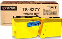 Kyocera 1T02FZAUS0 Model TK-827Y Yellow Toner Cartridge For use with Kyocera KM-C2520, KM-C2525, KM-C2525E, KM-C3225, KM-C3225E, KM-C3232, KM-C3232E, KM-C4035 and KM-C4035E Multifunction Printers; Up to 7000 Pages Yield at 5% Average Coverage; UPC 632983007631 (1T02-FZAUS0 1T02F-ZAUS0 1T02FZ-AUS0 TK827Y TK 827Y) 