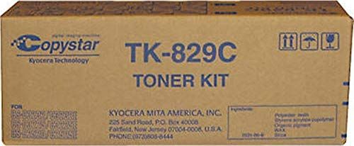 Kyocera 1T02FZCCS0 Model TK-829C Cyan Toner Kit For use with Kyocera/Copystar KM-C2520, KM-C2525, KM-C2525E, KM-C3225, KM-C3225E, KM-C3232, KM-C3232E, KM-C4035 and KM-C4035E Multifunction Printers; Up to 7000 Pages Yield at 5% Average Coverage; UPC 632983007372 (1T02-FZCCS0 1T02F-ZCCS0 1T02FZ-CCS0 TK829C TK 829C)