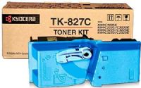 Kyocera 1T02FZCUS0 Model TK-827C Cyan Toner Cartridge For use with Kyocera KM-C2520, KM-C2525, KM-C2525E, KM-C3225, KM-C3225E, KM-C3232, KM-C3232E, KM-C4035 and KM-C4035E Multifunction Printers; Up to 7000 Pages Yield at 5% Average Coverage; UPC 632983007679 (1T02-FZCUS0 1T02F-ZCUS0 1T02FZ-CUS0 TK827C TK 827C) 