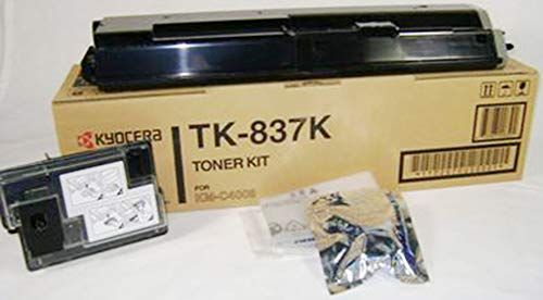Kyocera 1T02G70US0 Model TK-837K Black Toner Cartridge For use with Kyocera CS-C4008, KM-C4008 and KM-C4008D Laser Printers; Up to 25000 Pages Yield at 5% Average Coverage; UPC 632983006504 (1T02-G70US0 1T02G-70US0 1T02G7-0US0 TK837K TK 837K)
