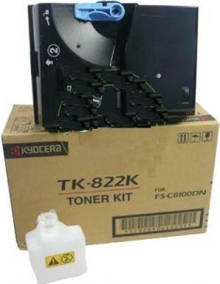Kyocera 1T02HP0US0 Model TK-822K Black Toner Cartridge for use with Kyocera FS-C8100DN Printer, Up to 15000 pages at 5% coverage, New Genuine Original OEM Kyocera Brand, UPC 632983009680 (1T02-HP0US0 1T02 HP0US0 1T02HP0-US0 1T02HP0 US0 TK822K TK 822K TK-822) 
