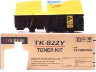 Kyocera 1T02HPAUS0 Model TK-822Y Yellow Toner Cartridge for use with Kyocera FS-C8100DN Printer, Up to 7000 pages at 5% coverage, New Genuine Original OEM Kyocera Brand, UPC 632983009628 (1T02-HPAUS0 1T02 HPAUS0 1T02HPA-US0 1T02HPA US0 TK822Y TK 822Y TK-822) 