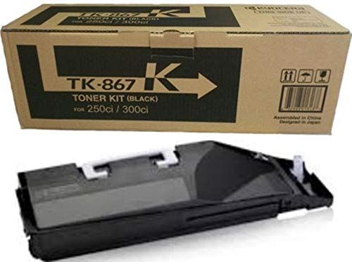 Kyocera 1T02JZ0US0 Model TK-867K Black Toner Cartridge For use with Kyocera TASKalfa 250ci and 300ci Color Multifunction Laser Printers, Up to 20000 Pages Yield at 5% Average Coverage, UPC 632983013137 (1T02-JZ0US0 1T02J-Z0US0 1T02JZ-0US0 TK867K TK 867K)