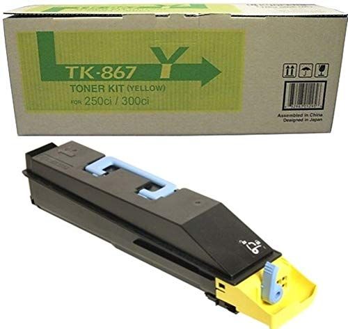 Kyocera 1T02JZAUS0 Model TK-867Y Yellow Toner Cartridge For use with Kyocera TASKalfa 250ci and 300ci Color Multifunction Laser Printers, Up to 12000 Pages Yield at 5% Average Coverage, UPC 632983012956 (1T02-JZAUS0 1T02J-ZAUS0 1T02JZ-AUS0 TK867Y TK 867Y)