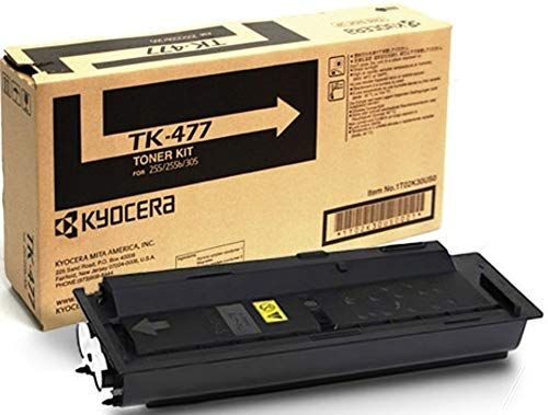 Kyocera 1T02K30US0 Model TK-477 Black Toner Kit For use with Kyocera FS-6525MFP, FS-6530MFP, TASKalfa 255 and TASKalfa 305 Printers; Up to 15,000 Pages Yield at 5% Average Coverage; Includes 2 Waster Toner Containers; UPC 632983019177 (1T02-K30US0 1T02K-30US0 1T02K3-0US0 TK477 TK 477)
