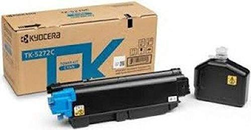 Kyocera 1T02TVCUS0 Model TK-5272C Cyan Toner Kit For use with Kyocera ECOSYS M6235cidn, M6630cidn, M6635cidn and P6230cdn A4 Multifunctional Printers; Up to 6000 Pages Yield at 5% Average Coverage; Includes Waste Toner Container; UPC 632983049426 (1T02-TVCUS0 1T02T-VCUS0 1T02TV-CUS0 TK5272C TK 5272C)