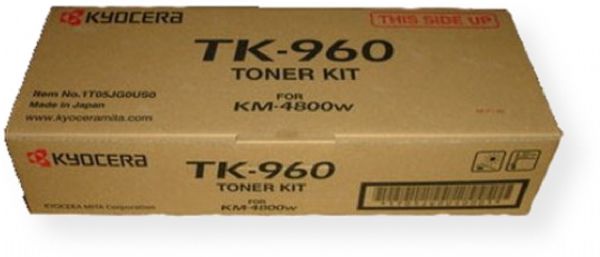 Kyocera 1T05JG0US0 Model TK-960 Black Toner Cartridge for use with Kyocera KM-4800W, KM-3650W and KM-4850W Printers, Up to 2400 pages at 6% coverage, New Genuine Original OEM Kyocera Brand, UPC 632983014721 (1T05-JG0US0 1T05 JG0US0 1T05JG0-US0 1T05JG0 US0 TK960 TK 960) 