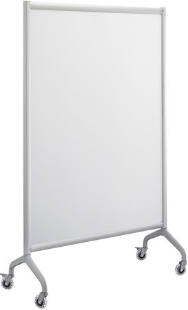Safco 2017WBS Rumba Screen Whiteboard 36W x 66H, Satin Anodized Paint/Finish, Two Skate Wheel with Brake, 75mm (3