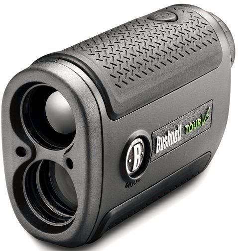 Bushnell 20-1930 Tour V2 Golf Laser Rangefinder with Pinseeker and Scan, Ranges 5 - 1000 yards/meters, 300 yards to flag, +/- 1 yard accuracy, 5x magnification, Field Of View 367 ft. @ 1000 yards, Extra Long Eye Relief 21 mm, Exit Pupil 4.8 mm, 3-volt lithium battery and premium carry case included, No reflective prism required, Rainproof, Built-In Tripod Mount, UPC Bushnell 20-1930 Tour V2 Golf Laser Rangefinder with Pinseeker and Scan, Ranges 5 - 1000 yards/meters, 300 yards to flag, +/- 1 yar