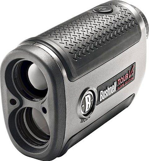 Bushnell 201933 Tour V2 Slope Edition Laser Rangefinder, 5-1000 Yards / 5-914 Meters Range, 5x Magnification, 24 mm Objective Diameter, Multi-Coated Optical Coatings, LCD Display, 367 ft. at 1000 yards Field Of View, 21mm Extra Long Eye Relief, 4.8 mm Exit Pupil, +/- 1 yard Ranging Accuracy, Rainproof , Pinseeker zeroes in on flag, Scan displays multiple ranges while panning, UPC 029757202079 (201933 201-933 201 933)