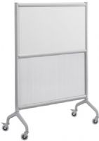Safco 2019WPS Rumba Screen Whiteboard/Polycarbonate 42W x 54H, Satin Anodized Paint/Finish, Two Skate Wheel with Brake, 75mm (3") diameter Wheel/Caster Size, Polycarbonate (panel)/Magnetic Whiteboard/Aluminum Frame Materials, GREENGUARD, Dimensions 42"w x 16"d x 54"h, Weight 19 lbs. (2019-WPS 2019 WPS) 