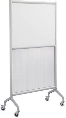 Safco 2020WPS Rumba Screen Whiteboard/Polycarbonate 36W x 66H, Satin Anodized Paint/Finish, Two Skate Wheel with Brake, 75mm (3