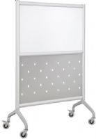 Safco 2022WSS Rumba Screen Whiteboard/Perforated Steel 36W x 54H, Satin Anodized Paint/Finish, Two Skate Wheel with Brake, 75mm (3") diameter Wheel/Caster Size, Magnetic Whiteboard/Aluminum Frame Materials, GREENGUARD, Dimensions 36"w x 16"d x 54"h, Weight 22 lbs. (2022-WSS 2022 WSS) 