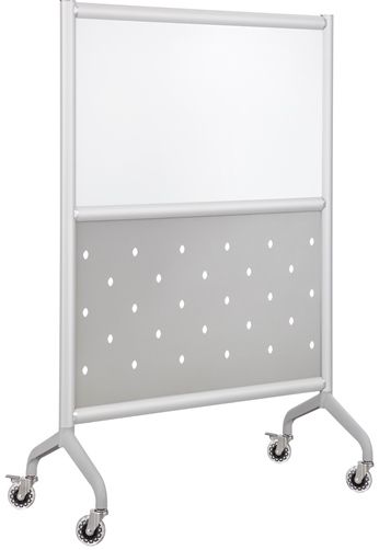 Safco 2022WSS Rumba Screen Whiteboard/Perforated Steel 36W x 54H, Satin Anodized Paint/Finish, Two Skate Wheel with Brake, 75mm (3