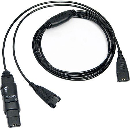 VXI 202340 Y-Training Cord with Inline Mute and Volume Control Fits with VXi and Plantronics headsets, Connects two headsets to the same amplifier or phone for training purposes, UPC 607972023404 (202-340 202 340)