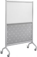 Safco 2024WSS Rumba Screen Whiteboard/Perforated Steel 36W x 66H, Satin Anodized Paint/Finish, Two Skate Wheel with Brake, 75mm (3") diameter Wheel/Caster Size, Magnetic Whiteboard/Aluminum Frame Materials, GREENGUARD, Dimensions 36"w x 16"d x 66"h, Weight 33 lbs. (2024-WSS 2024 WSS) 