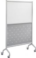 Safco 2025WSS Rumba Screen Whiteboard/Perforated Steel 42W x 66H, Satin Anodized Paint/Finish, Two Skate Wheel with Brake, 75mm (3") diameter Wheel/Caster Size, Magnetic Whiteboard/Aluminum Frame Materials, GREENGUARD, Dimensions 42"w x 16"d x 66"h, Weight 38 lbs. (2025-WSS 2025 WSS) 