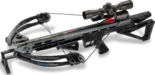 Carbon Express 20264 Intercept Supercoil Crossbow Kit; 360+ Feet per second; 122 ft-lb Kinetic energy; 175 lbs. Draw weight; 13 1/2
