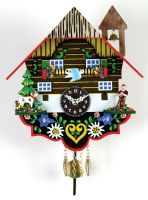 River City Clocks 2030Q-08 Painted Chalet with Alpine Horn Player and Chimney (2030Q08 2030Q 08) 