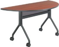 Safco 2035CYBL Rumba 60 x 30 Half Round Table, Cherry Top/Black Base, Integrated Cable Management, ANSI/BIFMA Meets Industry Standard, Black Powder Coat Finish Paint/Finish, Top Dimension 60"w x 30"d x 1"h, Dual Wheel Casters (two locking), 3" Diameter Wheel / Caster Size, 14-Gauge Steel and Cast Aluminum Legs, Steel Frame Base (2035CYBL 2035-CYBL 2035 CYBL) 