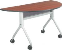 Safco 2035CYSL Rumba 60 x 30 Half Round Table, Cherry Top/Metallic Gray Base, Integrated Cable Management, ANSI/BIFMA Meets Industry Standard, Powder Coat Finish Paint/Finish, Top Dimension 60"w x 30"d x 1"h, Dual Wheel Casters (two locking), 3" Diameter Wheel / Caster Size, 14-Gauge Steel and Cast Aluminum Legs, Steel Frame Base (2035CYSL 2035-CYSL 2035 CYSL) 