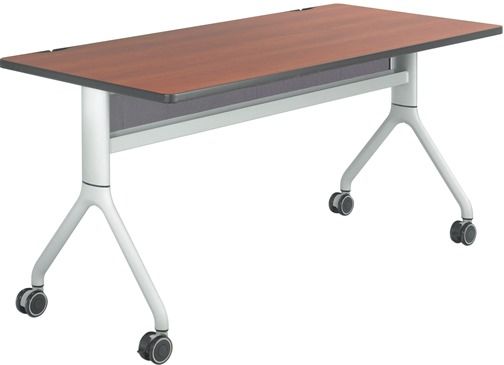 Safco 2036CYSL Rumba 60 x 30 Rectangle Table, Cherry Top/Metallic Gray Base, Integrated Cable Management, ANSI/BIFMA Meets Industry Standard, Powder Coat Finish Paint/Finish, Top Dimension 60