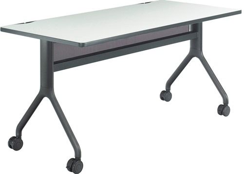Safco 2036GRBL Rumba 60 x 30 Rectangle Table, Gray Top/Black Base, Integrated Cable Management, ANSI/BIFMA Meets Industry Standard, Powder Coat Finish Paint/Finish, Top Dimension 60