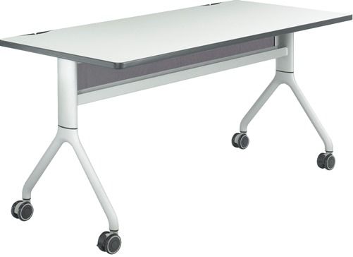Safco 2036GRSL Rumba 60 x 30 Rectangle Table, Gray Top/Metallic Gray Base, Integrated Cable Management, ANSI/BIFMA Meets Industry Standard, Powder Coat Finish Paint/Finish, Top Dimension 60