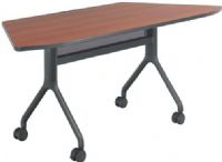 Safco 2037CYBL Rumba 72 x 30 Trapezoid Table, Cherry Top/Black Base, Integrated Cable Management, ANSI/BIFMA Meets Industry Standard, Powder Coat Finish Paint/Finish, Top Dimension 72"w x 30"d x 1"h, Dual Wheel Casters (two locking), 3" Diameter Wheel / Caster Size, 14-Gauge Steel and Cast Aluminum Legs, Steel Frame Base (2037CYBL 2037-CYBL 2037 CYBL) 