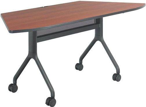 Safco 2037CYBL Rumba 72 x 30 Trapezoid Table, Cherry Top/Black Base, Integrated Cable Management, ANSI/BIFMA Meets Industry Standard, Powder Coat Finish Paint/Finish, Top Dimension 72