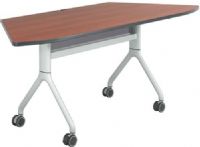 Safco 2037CYSL Rumba 72 x 30 Trapezoid Table, Cherry Top/Metallic Gray Base, Integrated Cable Management, ANSI/BIFMA Meets Industry Standard, Powder Coat Finish Paint/Finish, Top Dimension 72"w x 30"d x 1"h, Dual Wheel Casters (two locking), 3" Diameter Wheel / Caster Size, 14-Gauge Steel and Cast Aluminum Legs, Steel Frame Base (2037CYSL 2037-CYSL 2037 CYSL) 