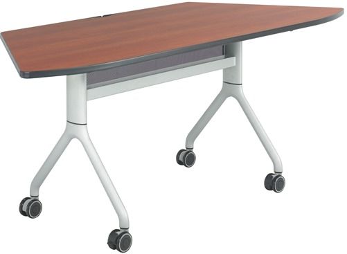 Safco 2037CYSL Rumba 72 x 30 Trapezoid Table, Cherry Top/Metallic Gray Base, Integrated Cable Management, ANSI/BIFMA Meets Industry Standard, Powder Coat Finish Paint/Finish, Top Dimension 72