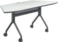 Safco 2037GRBL Rumba 72 x 30 Trapezoid Table, Gray Top/Black Base, Integrated Cable Management, ANSI/BIFMA Meets Industry Standard, Powder Coat Finish Paint/Finish, Top Dimension 72"w x 30"d x 1"h, Dual Wheel Casters (two locking), 3" Diameter Wheel / Caster Size, 14-Gauge Steel and Cast Aluminum Legs, Steel Frame Base (2037GRBL 2037-GRBL 2037 GRBL) 