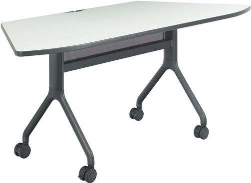 Safco 2037GRBL Rumba 72 x 30 Trapezoid Table, Gray Top/Black Base, Integrated Cable Management, ANSI/BIFMA Meets Industry Standard, Powder Coat Finish Paint/Finish, Top Dimension 72
