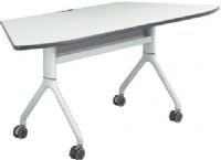 Safco 2037GRSL Rumba 72 x 30 Trapezoid Table, Gray Top/Metallic Gray Base, Integrated Cable Management, ANSI/BIFMA Meets Industry Standard, Powder Coat Finish Paint/Finish, Top Dimension 72"w x 30"d x 1"h, Dual Wheel Casters (two locking), 3" Diameter Wheel / Caster Size, 14-Gauge Steel and Cast Aluminum Legs, Steel Frame Base (2037GRSL 2037-GRSL 2037 GRSL) 