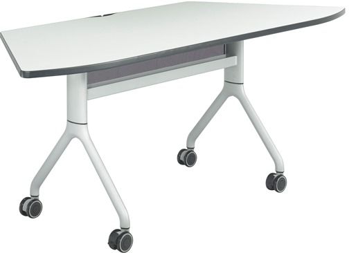 Safco 2037GRSL Rumba 72 x 30 Trapezoid Table, Gray Top/Metallic Gray Base, Integrated Cable Management, ANSI/BIFMA Meets Industry Standard, Powder Coat Finish Paint/Finish, Top Dimension 72