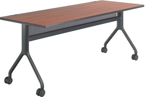 Safco 2038CYBL Rumba 72 x 30 Rectangle Table, Cherry Top/Black Base, Integrated Cable Management, ANSI/BIFMA Meets Industry Standard, Powder Coat Finish Paint/Finish, Top Dimension 72