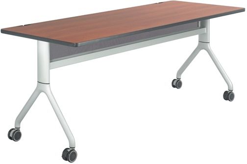 Safco 2038CYSL Rumba 72 x 30 Rectangle Table, Cherry Top/Metallic Gray Base, Integrated Cable Management, ANSI/BIFMA Meets Industry Standard, Powder Coat Finish Paint/Finish, Top Dimension 72