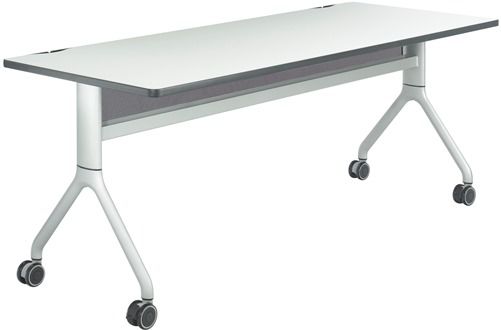 Safco 2038GRSL Rumba 72 x 30 Rectangle Table, Gray Top/Metallic Gray Base, Integrated Cable Management, ANSI/BIFMA Meets Industry Standard, Powder Coat Finish Paint/Finish, Top Dimension 72