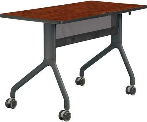 Safco 2039CYBL Rumba 48 x 24 Rectangle Table, Cherry Top/Black Base, Integrated Cable Management, ANSI/BIFMA Meets Industry Standard, Powder Coat Finish Paint/Finish, Top Dimension 48