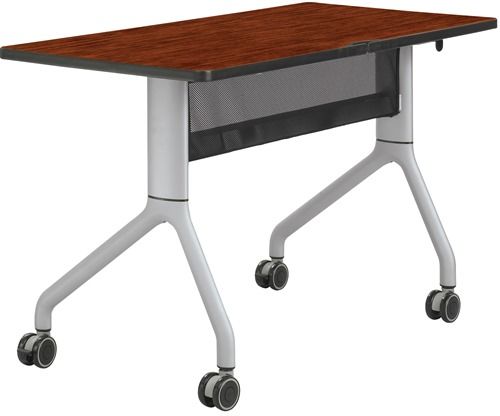 Safco 2039CYSL Rumba 48 x 24 Rectangle Table, Cherry Top/Metallic Gray Base, Integrated Cable Management, ANSI/BIFMA Meets Industry Standard, Powder Coat Finish Paint/Finish, Top Dimension 48