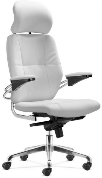 Zuo Modern 204007 Boss Office Chair in White, Contemporary / Modern Style, Steel / Leatherette Product Material, Boss Product Collection, 18.5