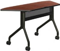 Safco 2040CYBL Rumba 60 x 24 Trapezoid Table, Cherry Top/Black Base, Integrated Cable Management, ANSI/BIFMA Meets Industry Standard, Powder Coat Finish Paint/Finish, Top Dimension 60" w x 24" d x 1"h, Dual Wheel Casters (two locking), 3" Diameter Wheel / Caster Size, 14-Gauge Steel and Cast Aluminum Legs, Steel Frame Base (2040CYBL 2040-CYBL 2040 CYBL) 